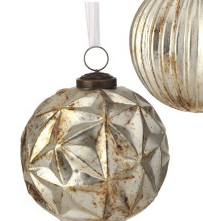 Textured Vintage Glass Ball Ornament (2-Styles)