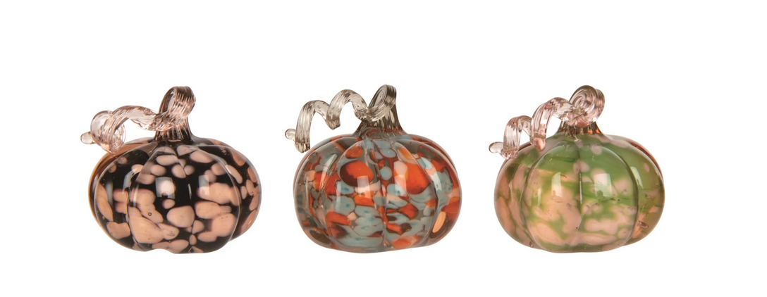 Set of 3 Mini Glass Speckled Pumpkins