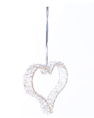Silver Beaded Heart Ornament