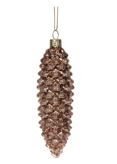 Glass Slender Pinecone Ornament (2-Colors)