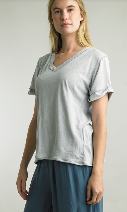 V-Neck Roll Sleeve Tee By: Tempo Paris (5-Colors)