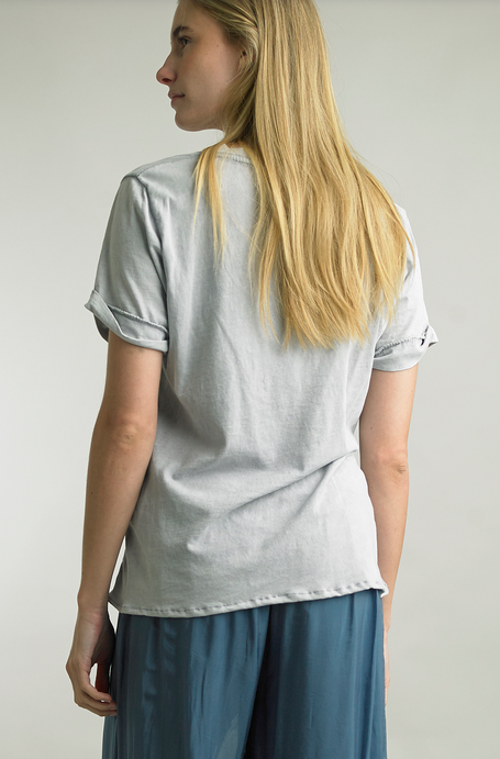 V-Neck Roll Sleeve Tee By: Tempo Paris (5-Colors)