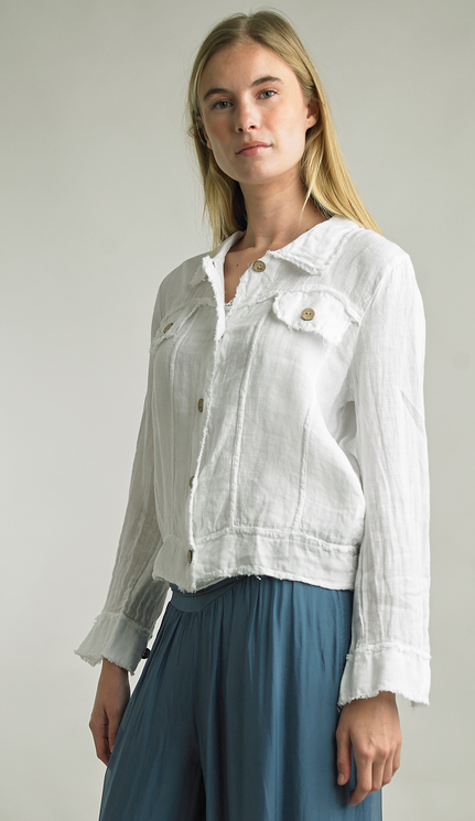 Frayed Edge Linen Jacket By: Tempo Paris (3-Colors)