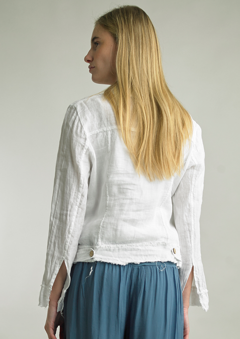 Frayed Edge Linen Jacket By: Tempo Paris (3-Colors)