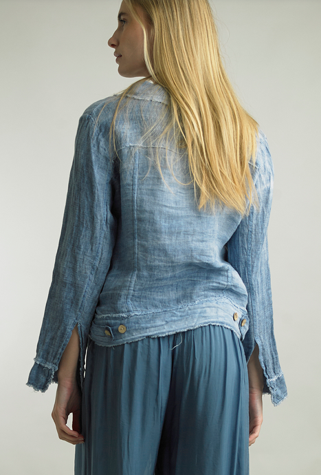 Frayed Edge Linen Jacket By: Tempo Paris (3-Colors)