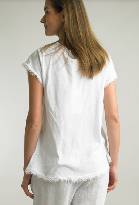 Frayed Edge V-Neck Shirt By: Tempo Paris (3-Colors)