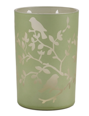 Glass Green Bird on Branch Candle Holder (2-Sizes)