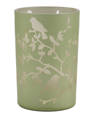 Glass Green Bird on Branch Candle Holder (2-Sizes)