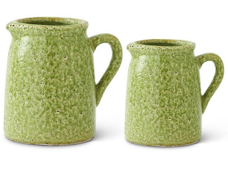Green Crackle Glazed Pitcher (2-Sizes)