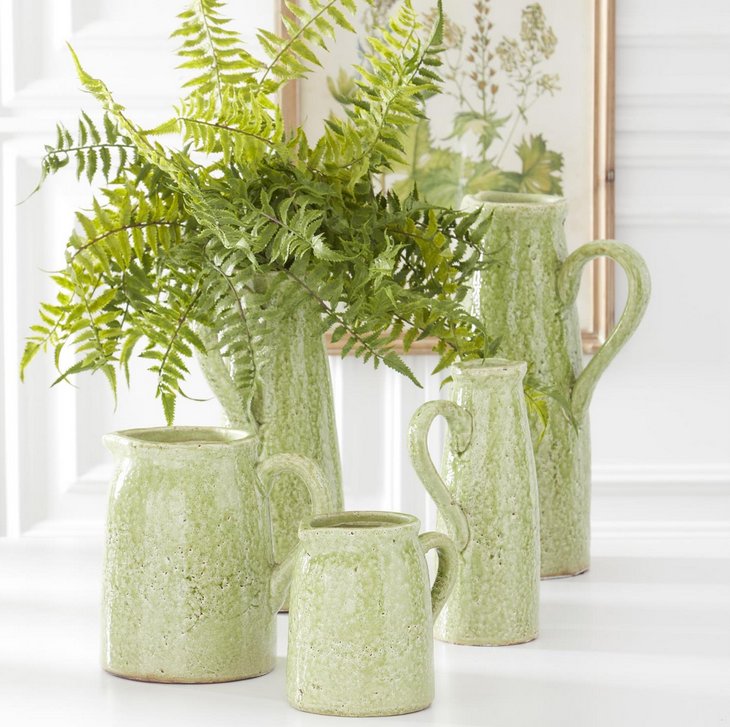 Green Crackle Glazed Pitcher (2-Sizes)