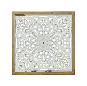 Square White Distressed Medallion Wall Art