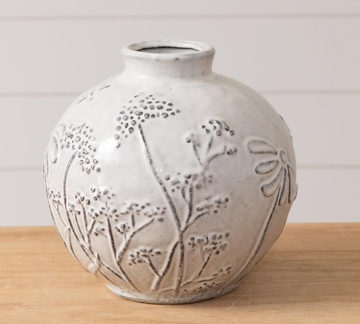 Debossed Botonical Vase (4-Styles)