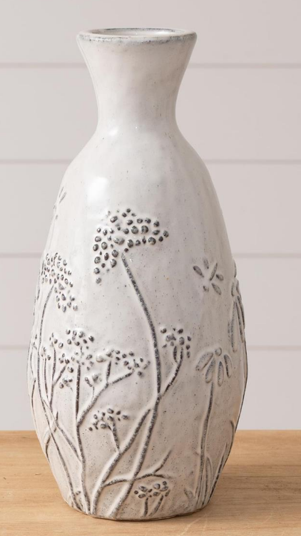 Debossed Botonical Vase (4-Styles)
