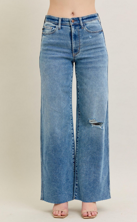 Vintage Wash Wide Leg Jeans By: Judy Blue