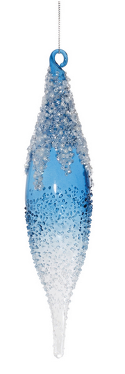 Snow Capped Blue Glass Ornament (2-Styles)