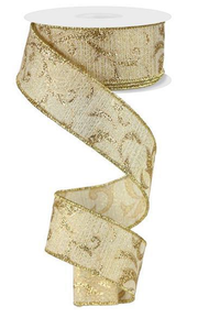 1.5'' x 10 YD Gold Acanthus Leaf Ribbon