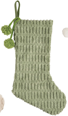 Chenille Pom Pom Christmas Stocking (3-Colors)