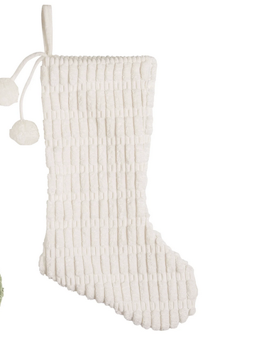 Chenille Pom Pom Christmas Stocking (3-Colors)