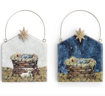 Mango Wood Nativity Ornament (2-Styles)