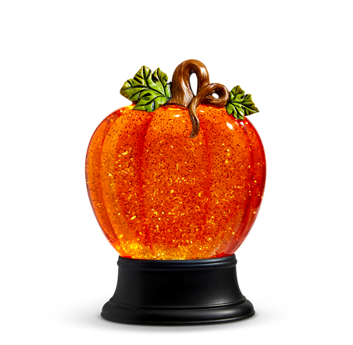Prelit Swirling Glitter Pumpkin Globe