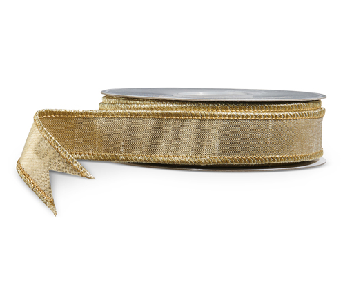 1'' x 10 Yds Metallic Wired Ribbon Gold