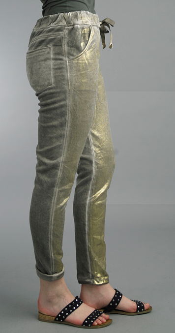 Tie Waist Gold Wash Pants By: Tempo Paris