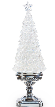 17" Swirling LED Tree on Pedestal Snowglobe