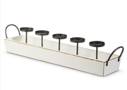 27'' White Tray Candle Holder