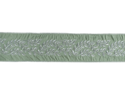4" X 5 Yds Embroidered Vine Sage Ribbon