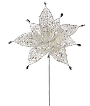 24" Crystal Glitteer Poinsettia Spray