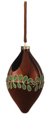 Brown Glass Round Beaded Leaf Ornament (2-Styles)