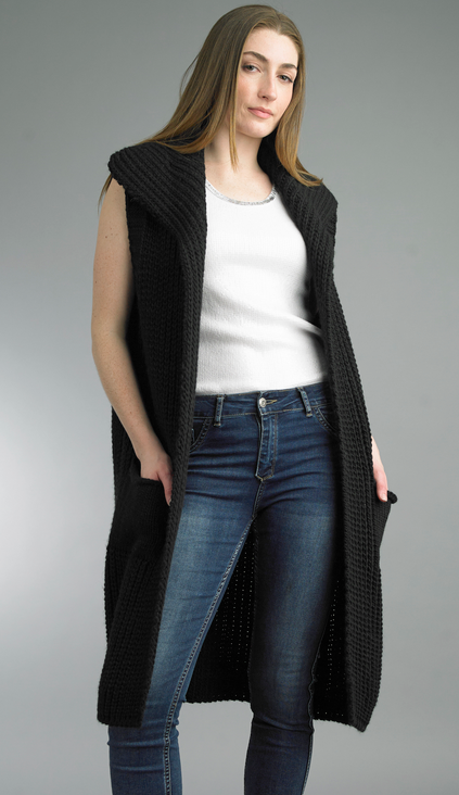 Long Double Pocket Sweater Vest By: Tempo Paris