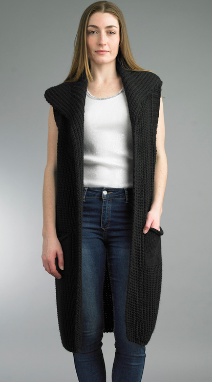 Long Double Pocket Sweater Vest By: Tempo Paris