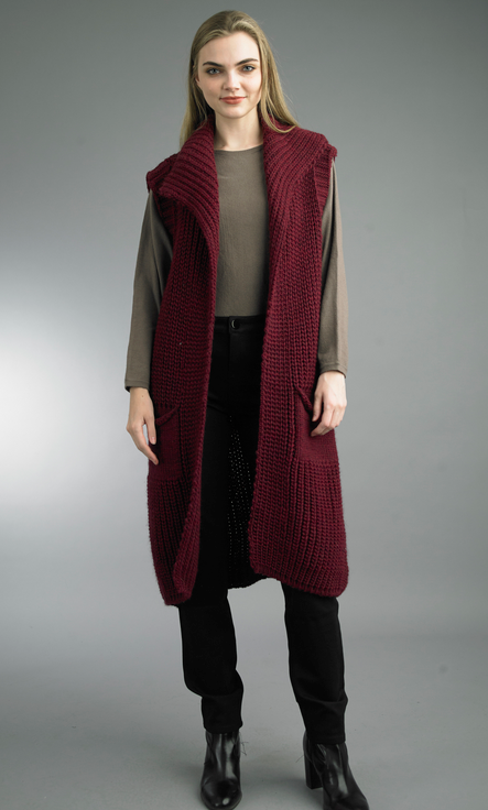 Long Double Pocket Sweater Vest By: Tempo Paris
