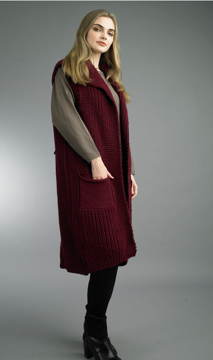Long Double Pocket Sweater Vest By: Tempo Paris