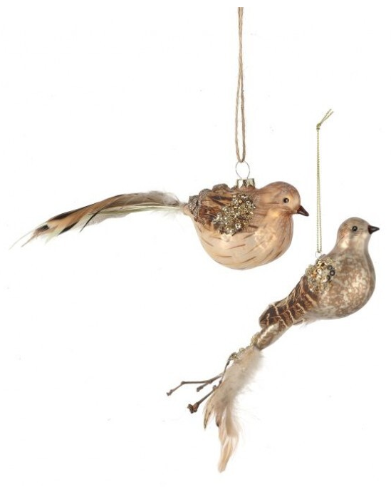 Glass Feathered Quail Ornament (2-Styles)
