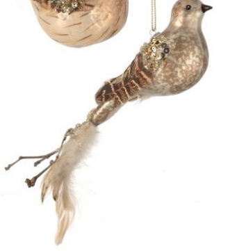 Glass Feathered Quail Ornament (2-Styles)