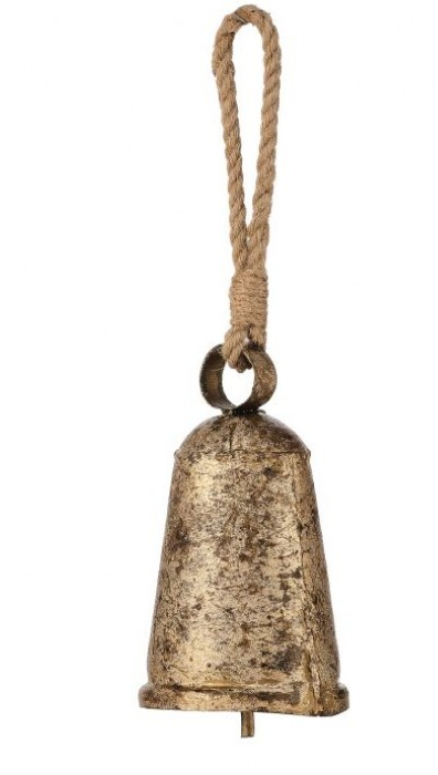 Antiqued Golden Iron Bell Ornament (2-Sizes)