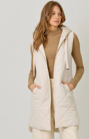 Long Quilted Puffer Vest By: Mystree (2-Colors)