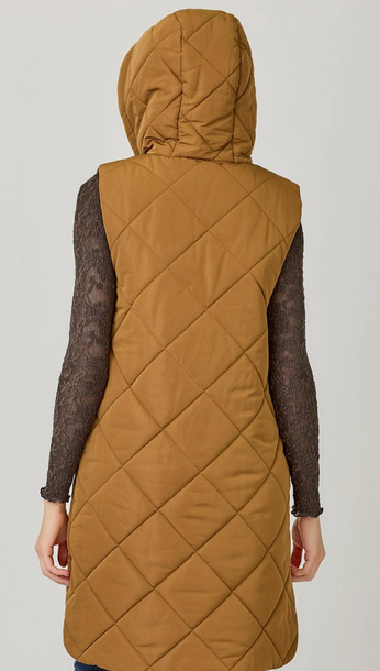 Long Quilted Puffer Vest By: Mystree (2-Colors)