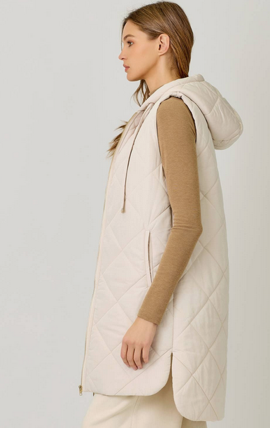 Long Quilted Puffer Vest By: Mystree (2-Colors)