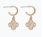 Hoop w/ Crystal Clovers Earrings