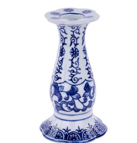 Blue & White Porcelain Candlestick (2 Sizes)