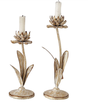 Set of 2 Gold Wash Taper Candle Holders