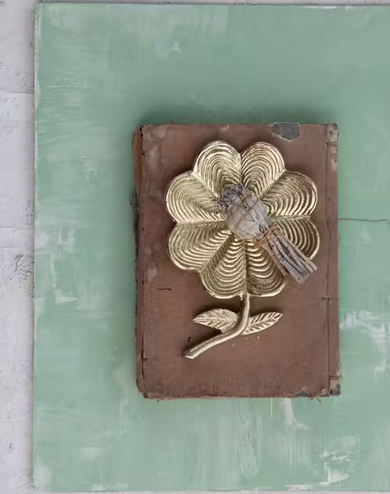 Golden Cast Aluminium Flower Trinket Dish