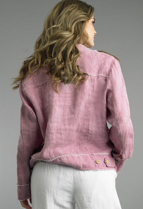 Frayed Edge Linen Jacket By: Tempo Paris (3-Colors)