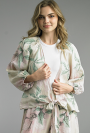 Linen Floral Tie Front Top By: Tempo Paris (2-Colors)