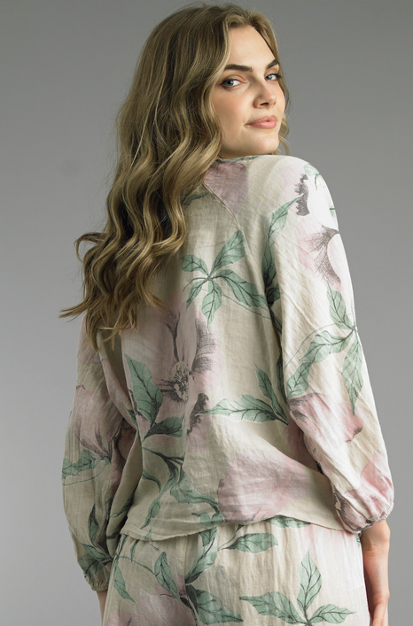 Linen Floral Tie Front Top By: Tempo Paris (2-Colors)