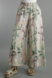 Linen Floral Wide Leg Pant By: Tempo Paris (2-Colors)