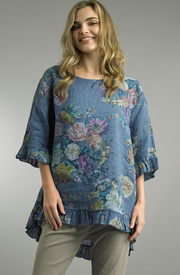 Blue Ruffle Linen Tunic by: Tempo Paris